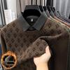Men's Premium Wool Sweater: Fake Two-Piece with Fleece Lining & Thickened Collar for Winter Warmth