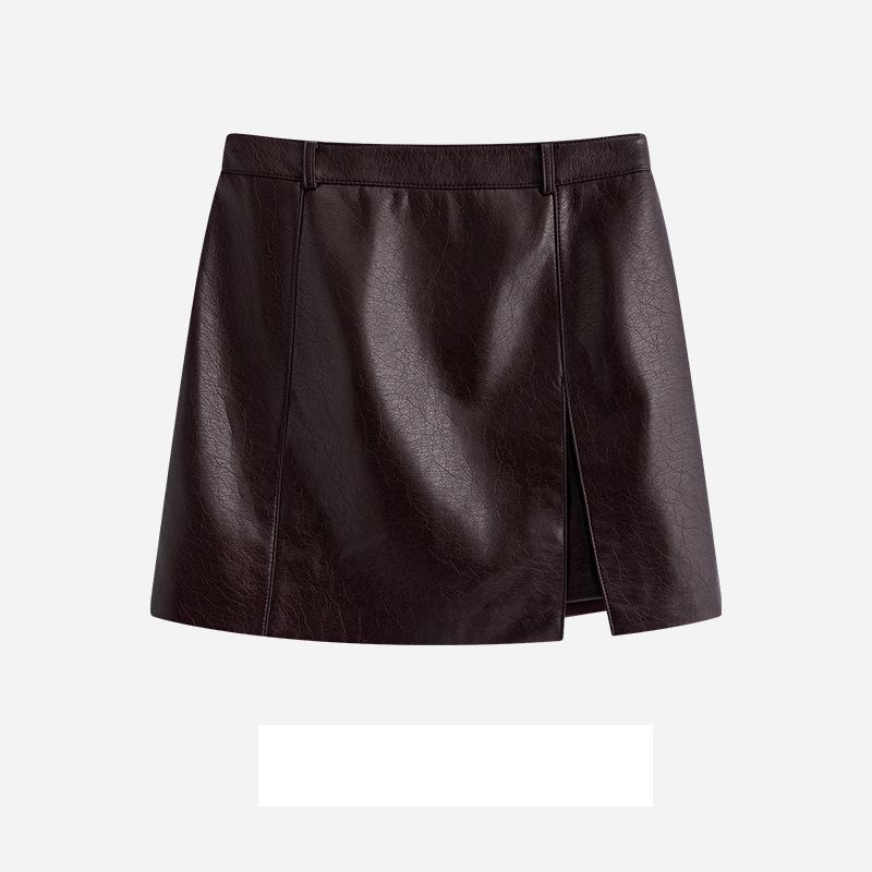 Damen Retro A-Linien Lederrock mit Schlitz - Petite Sommer 2025 Edition