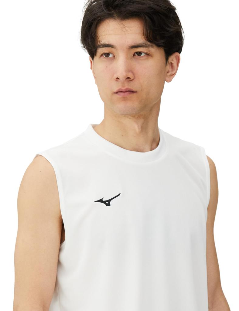 Mizuno NaviDry Training Tank UPF Men's Top, Sleeveless, U-Neck, Moisture-Wicking, Quick-Drying, 15, White/Black