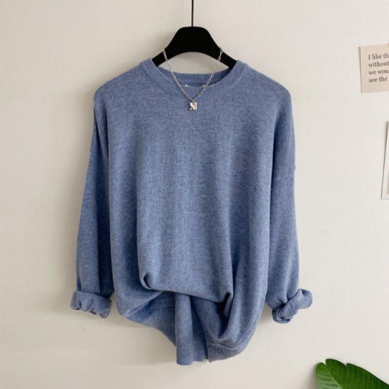 Honey J Women Hamyulon Cashmere Loose Fit Solid Wool Long Sleeve Knit 10 Colors
