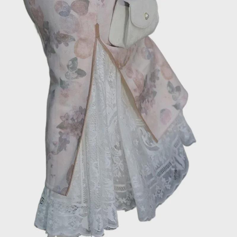 Plus Size Lace Cheongsam Midi Skirt: Elastic Waist, Slimming & Hip-Covering, Fits Up To 200 Lbs