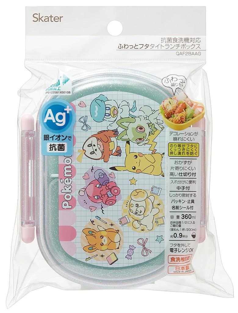 Skater Bento 360ml Fluffy Hergestellt in Einzelgericht Spülmaschinen- und Mikrowellengeeignet Aufklappbare Kinderbox, Fassungsvermögen, Deckel, Japan, Etage, Sicher, Pokémon Design,