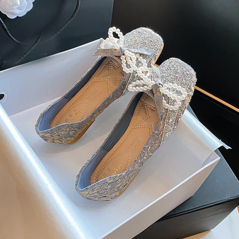 

кружевные банты туфли на плоской подошве женские туфли в стиле лолиты с жемчужными нитями мокасины с кристаллами и бусинами женские эспадрильи большого размера 43 5