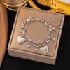 18K Gold Plated 316L Fashionable Titanium Steel Bracelets Waterproof Heart Roman Numerals Queen's Chain Link Bangles