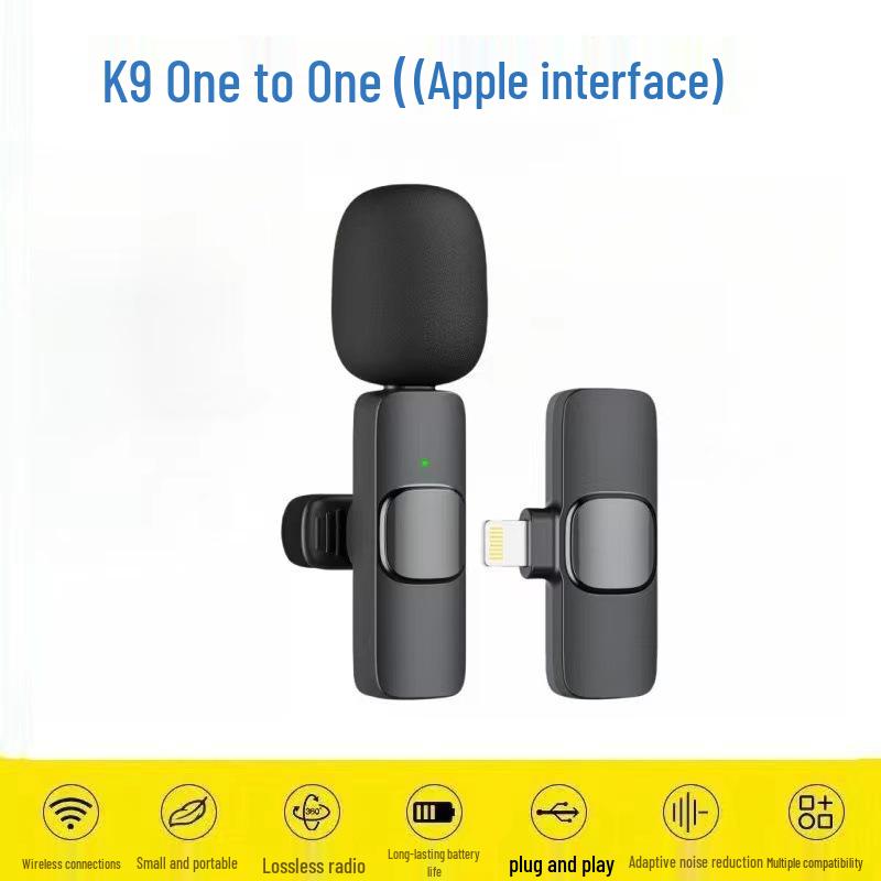 Wireless Lavalier K8 Microphone: 2.4G, Live Recording, Three-Level Noise Reduction, K1 & K9 Models, Small and Versatile.