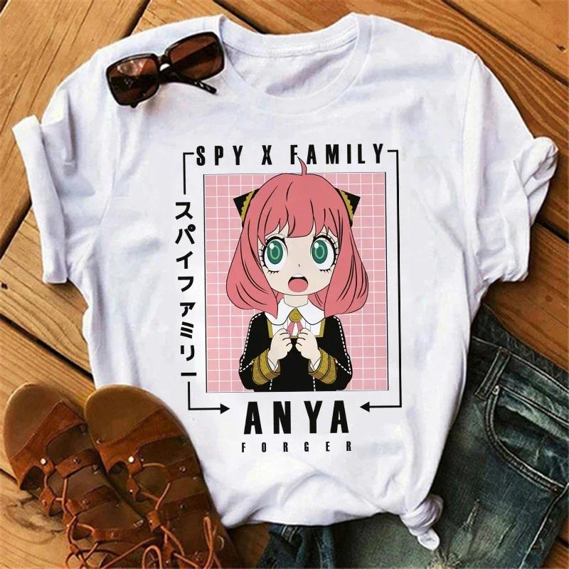 Anime Spy X Family Tişört Kadın Japon Harajuku Modası Kısa Kollu Tişörtler Yazlık Üstler Kawaii O Yaka Kadın Tişört Üst Unisex