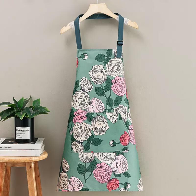 Qianxing Floral Adjustable Princess Apron with Hand Wipe Strap