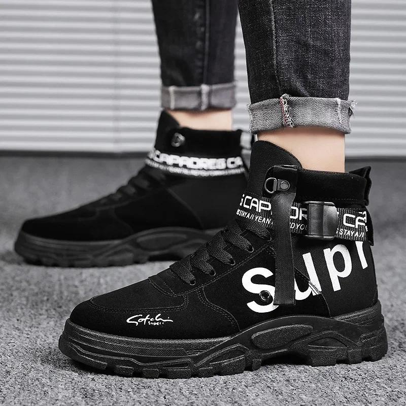 Mode Herrstövlar Herrstövlar Lyxiga Casual sneakers Herr Motorcykelstövlar Höga Ankel Vandringsskor Läder Säkerhetsskor Stövlar för män