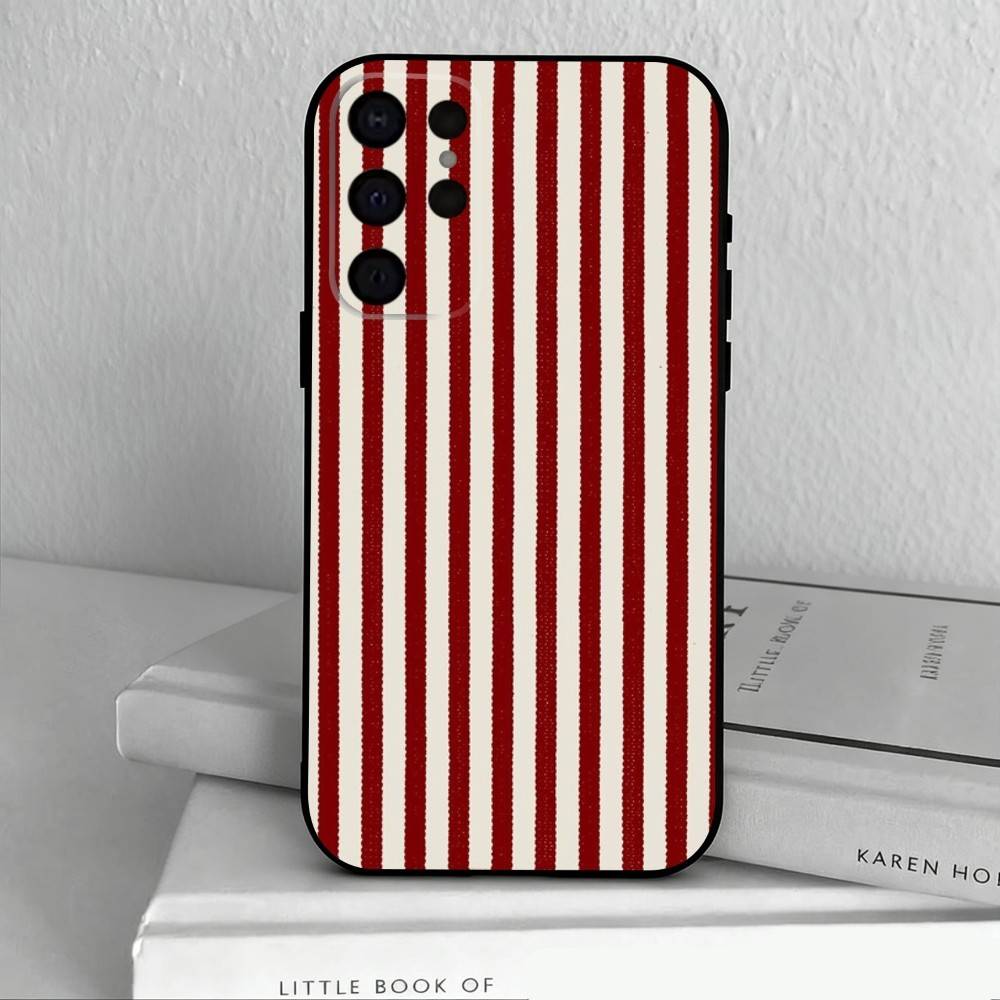 

B-Burgundy W-White Stripe Phone Case For Samsung S25,S24,S21,S22,S23,S30,Ultra,S20,Plus,Others Soft Black Case Samsung S20ULTRA5G