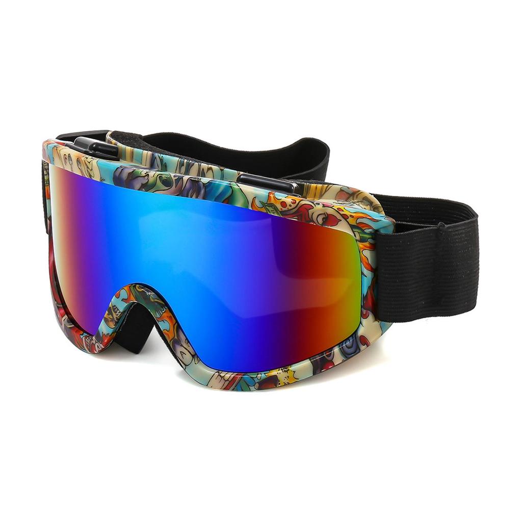 Große Rahmen-Ski-Goggles mit farbiger Linse, Antikollisions-Blendschutzlinse, Outdoor-Sport Schnee Snowboard zum Snowboarden Skifahren