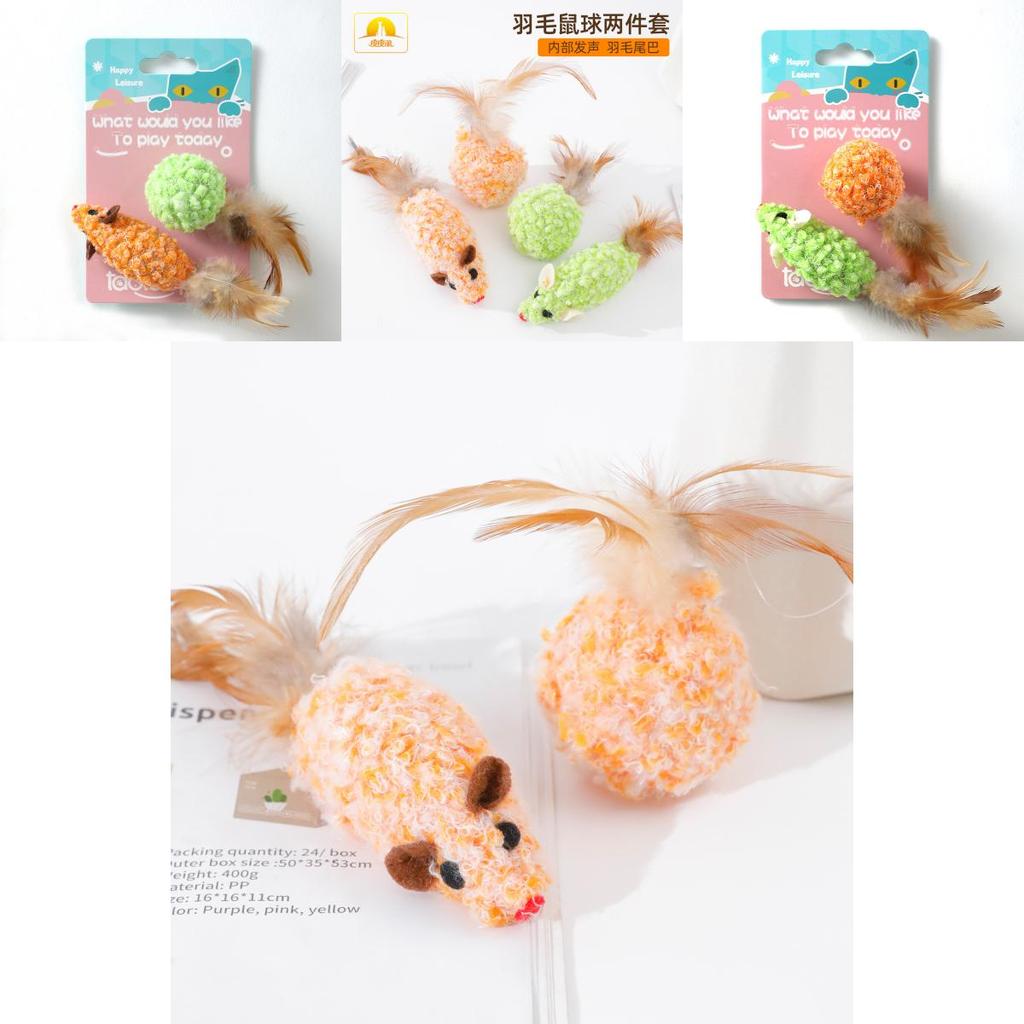Cat Toys Collection Featuring Feather Mice And Rattling Balls For Fun And Exercise
