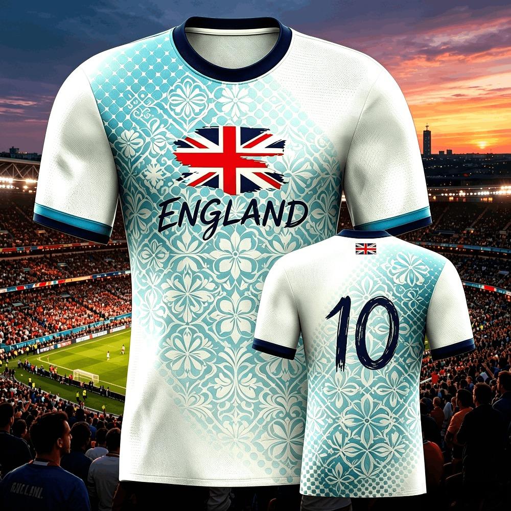 Maillot de Football Homme Angleterre Été 2026 Respirant Entraînement d'Équipe Mode Imprimé Décontracté Femme Manches Courtes T-shirt de Sport Homme