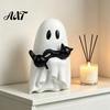 Small Ghost Holding Black Cat Statue Halloween Ornament, Hugging A Sculpture, Decorative Figurine for Holiday Parties Resin Unique Figurine,