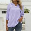 Women's Casual Loose-fitting Spring/Summer Stand Collar Mid-Sleeve Shirt Pom-Pom Top