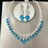 Elegant Purple Water Drop Jewelry Set: Necklace and Earrings for Bridal or Evening Wear