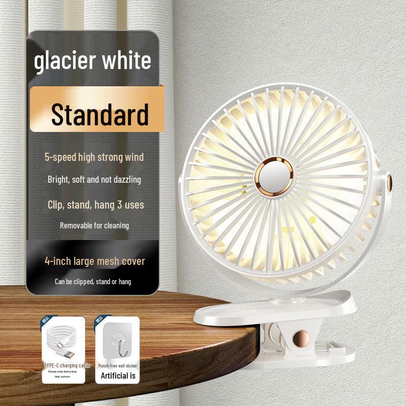 Portable USB Rechargeable Silent Clip-On Fan for Desk, Dorm, Bedside, and Stroller 30,000mAh