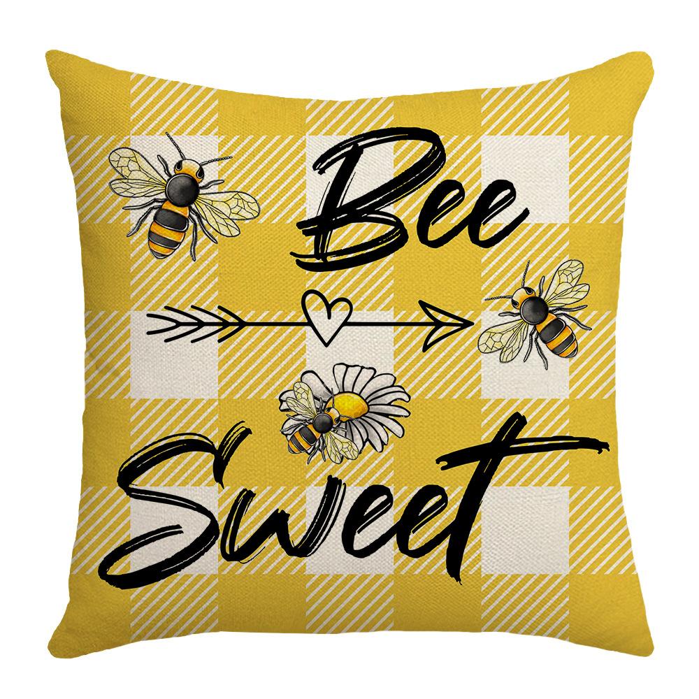 Bee Day Pillow Cartoon Spring and Summer Sofa Pillow Living Room Decoration Sunflower New Printed Pillow Cover