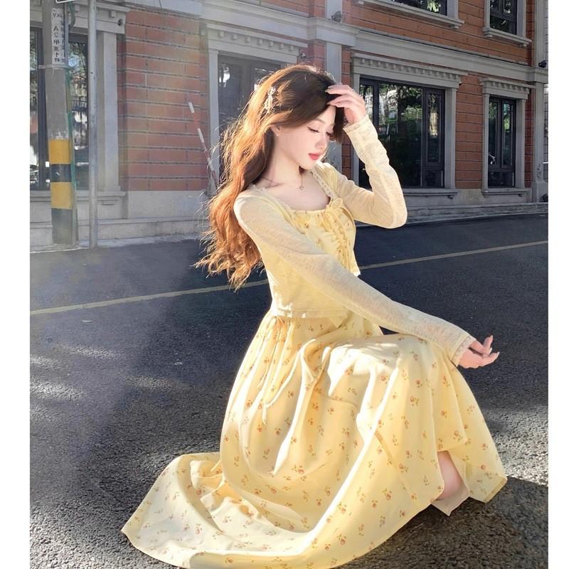 French Summer Girls Dress With Splicing Pattern And Polyester Fabric For Casual Wear