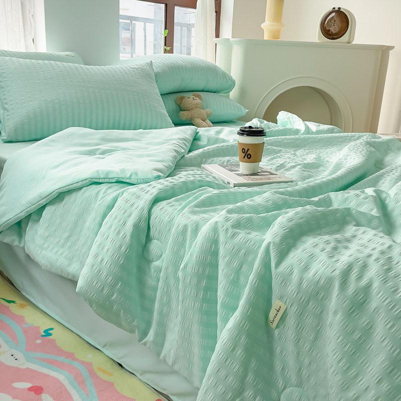 Washed Cotton Plaid Quilt, Air Condition Thin Comforter, Blanket Bedspread, Single, Double, Queen, King Bed Coverlet, Summer