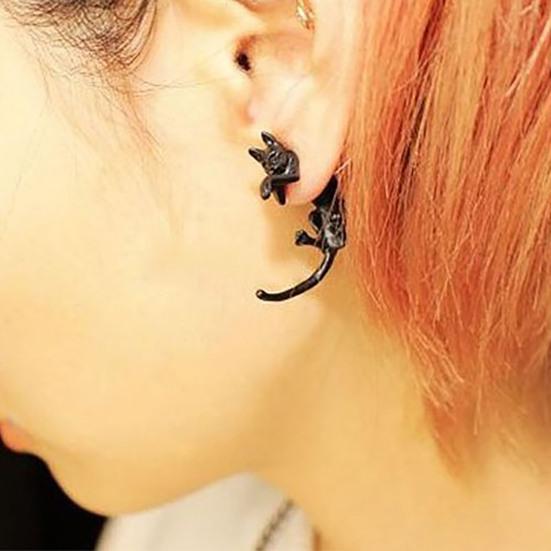 1 Pc Ear Stud Fox Shape Design Decorative Alloy Female Stud Earring for Birthday Party