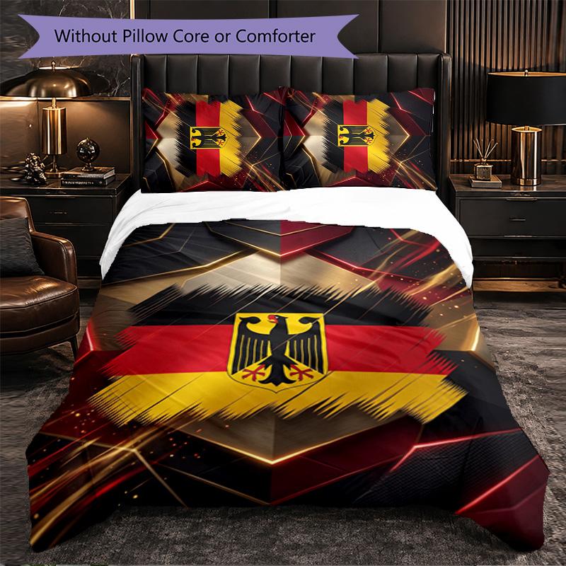 Belgium Football Pattern 3 Pieces Bedding Set Soft Microfiber Duvet Cover with Pillow Cases for Bedroom
