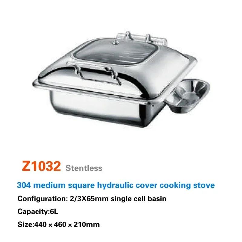 Buffet-Speisenwärmer Kommerzielles Buffet-Chaffing-Dish Luxus für Hotel Hydraulischer Buffetherd Hotpot Edelstahlgeschirr Royal