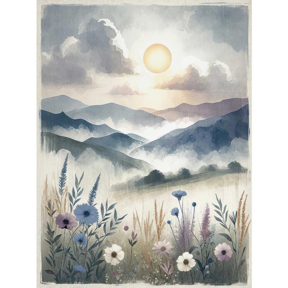 Nursery Landscape Sunset Daisy Flower Posters Wildflower Field Modern Prints Canvas Painting Wall Art Pictures Home Room Decor