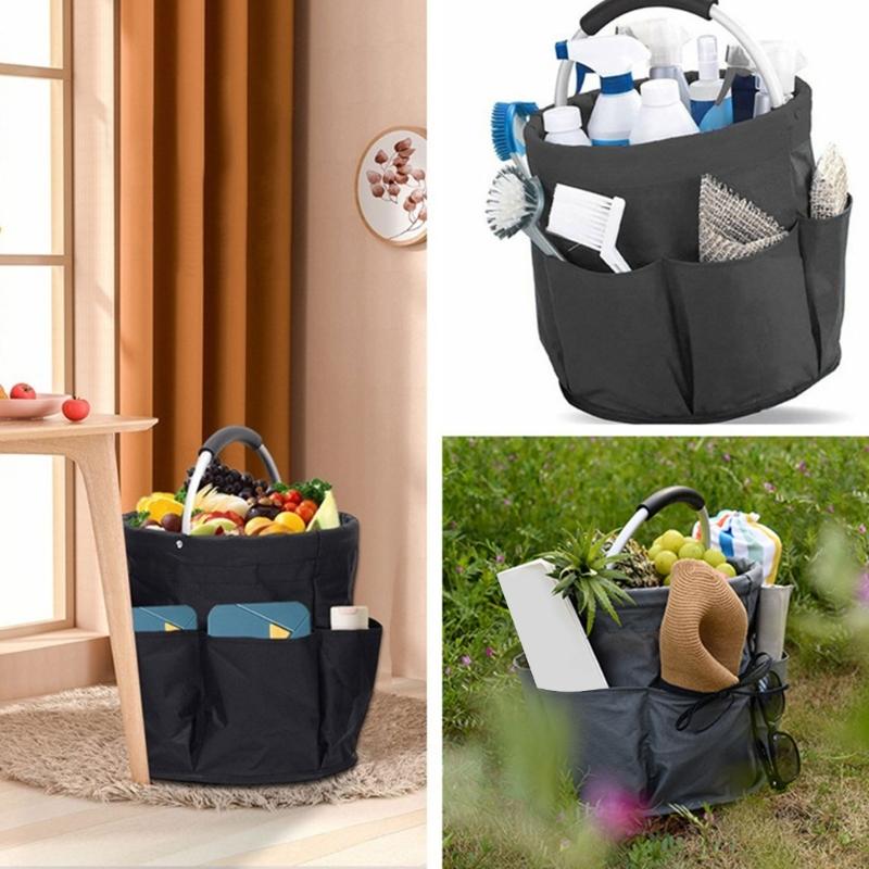 Picnic Basket Collapsible Organizer Bag with Exterior Pocket EVA Handle Splashproof Basket Large Capacity Storage Basket