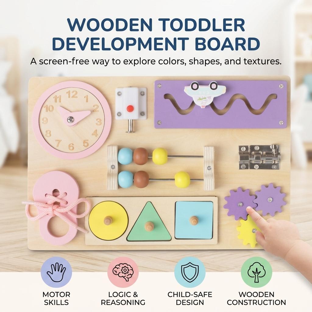 Montessori Locking Toy Busy Board For Toddlers Educational Fine Motor Skills Training
