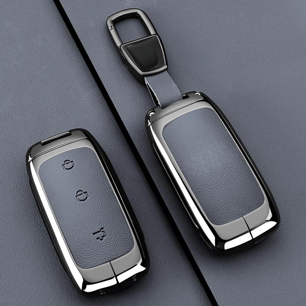 Zinc Alloy Leather Car Key Case Cover for Geely EX5 Galaxy Starship 7 EM-i L7 E8 E5 Remote Keychain Housing Fob Accessories