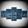 Chicago Downtown Night Scene Canvas Painting Art, 5-Piece Wall Art Painting Stencil Poster Print Home Decor