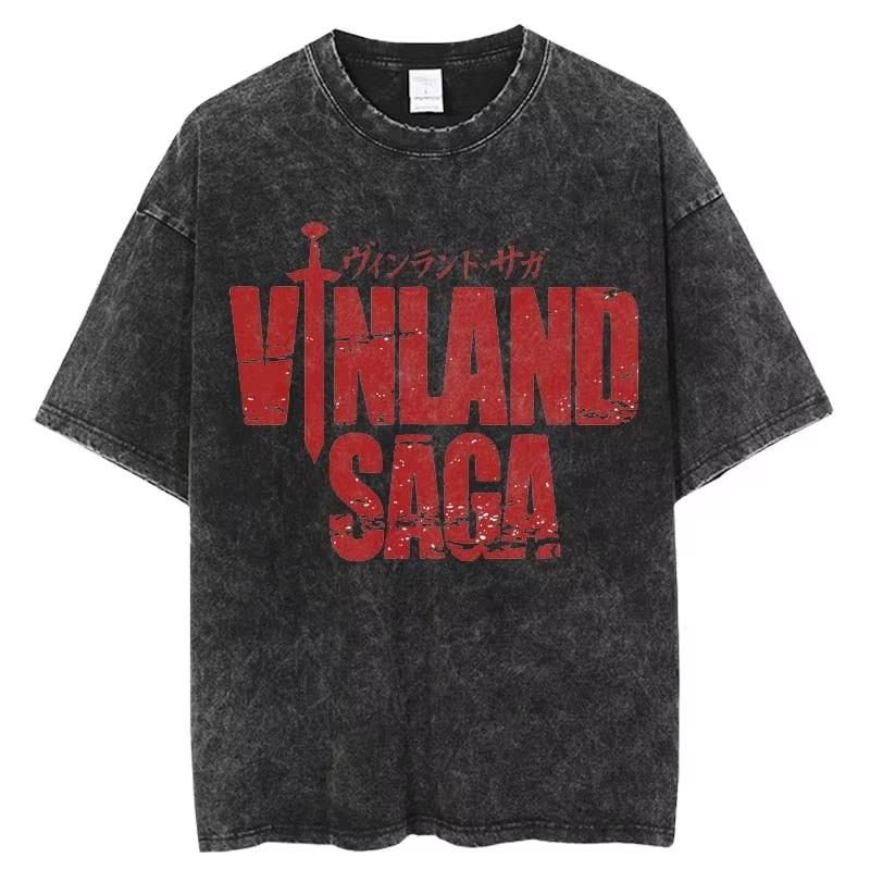 Vinland Saga Manga T Shirt For Men Women Tshirt Washed Cotton Tshirt Clothing Summer Short Sleeve Oneck Tees Streetwear Top