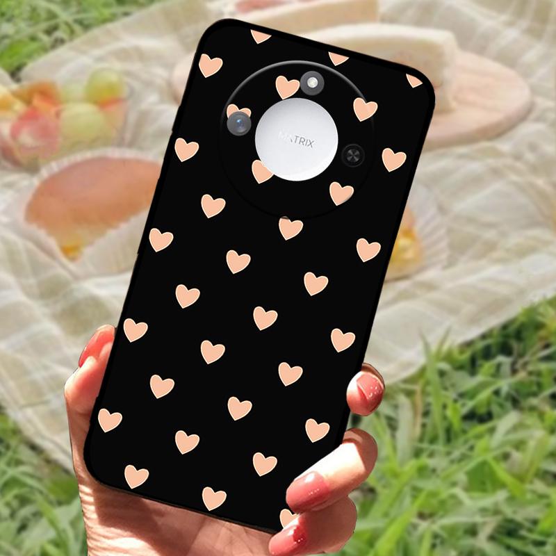 For Huawei Honor X60 Case Flowers Painted Cover Black Silicone Soft TPU Phone Case For Honor X60 Protective Shell Bumper