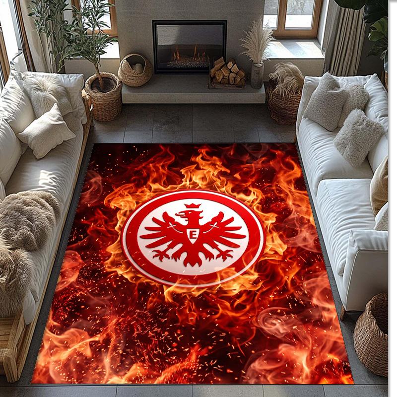Eintracht Frankfurt Football Print Crystal Velvet Rug, Comfortable Water Absorbent Non Slip Indoor Floor Carpet