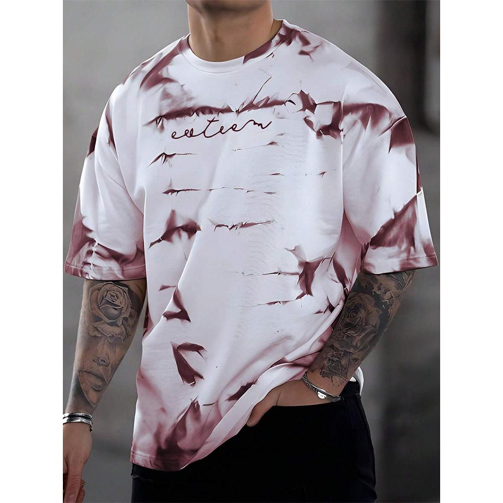 Summer Tie-dye Printed Men's T-shirt Loose Casual Daily Large Size O-Neck Street T-shirt Gym Fitness Short Sleeves T-shirts