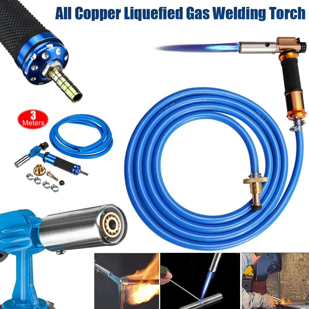 3 Meter 2 Farben Gasschweißbrenner Elektronische Zündung Flüssiggas-Schweißbrenner-Set mit 3 Meter Schlauch zum Löten