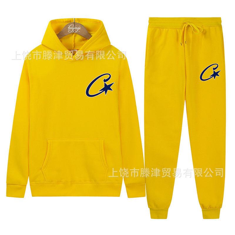 Trendy Corteiz Devil's Island Hoodie Street Hip Hop Sports Pants Casual Versatile Set