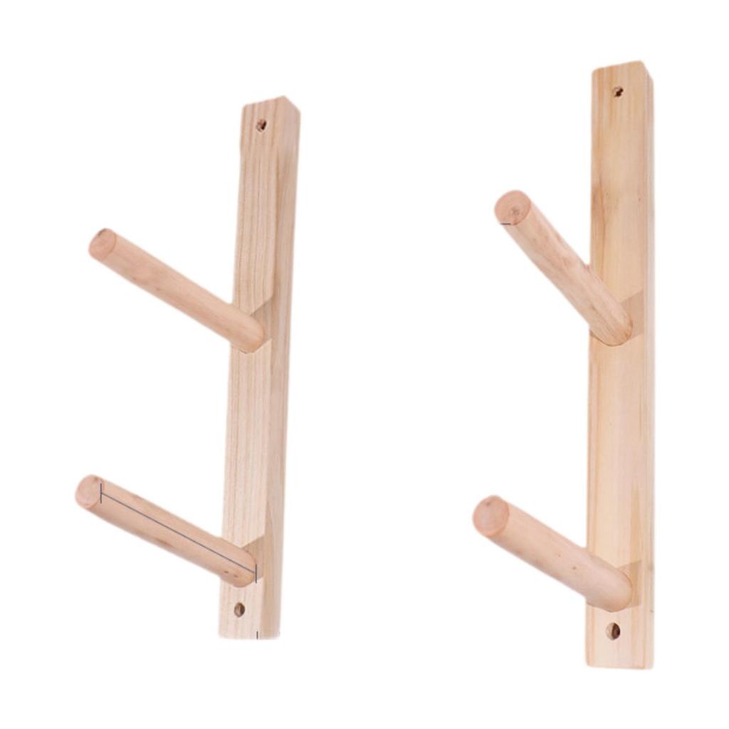 2x Wood Yoga Mat Storage Rack Wall Hooks Lightweight Workout Equipment Weight Stand Yoga Mat Organizer Holder for Foam Roller