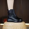 Warm Waterproof Fleece-Lined Soft Leather Ankle Boots: Thick Sole, Non-Slip, Round Toe, Perfect for Autumn & Winter.