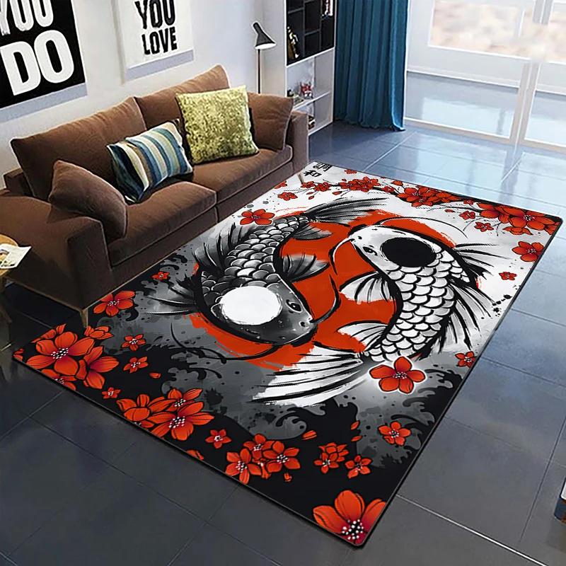 Modern Chinese Koi Tai Chi Yin Yang Area Rug Living Room Carpet for Children Play Home Deco Anti-slip Floor Mat and Carpets Gift