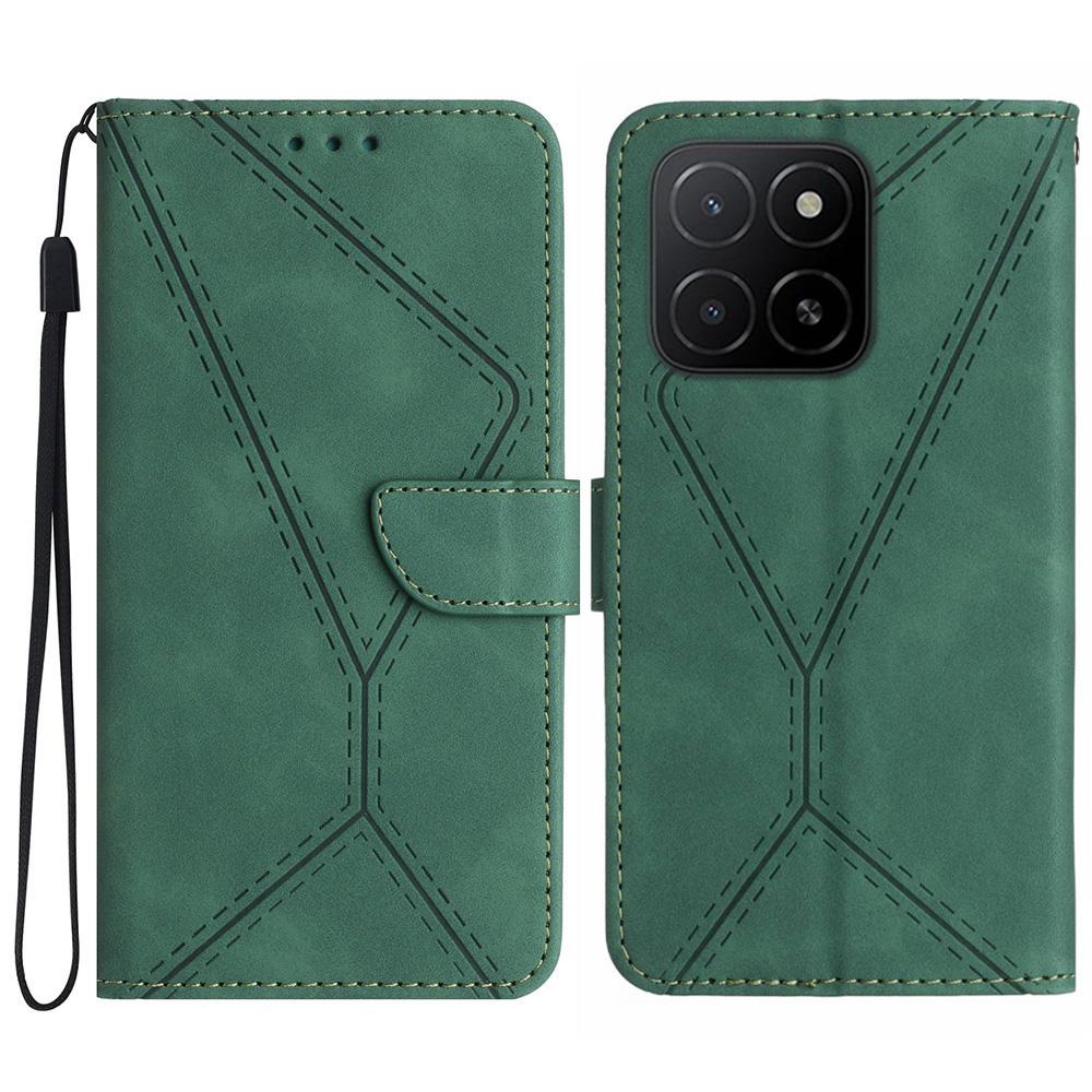 For Honor X8c 4G Case Skin Touch Lines Imprinted PU Leather Flip Phone Cover