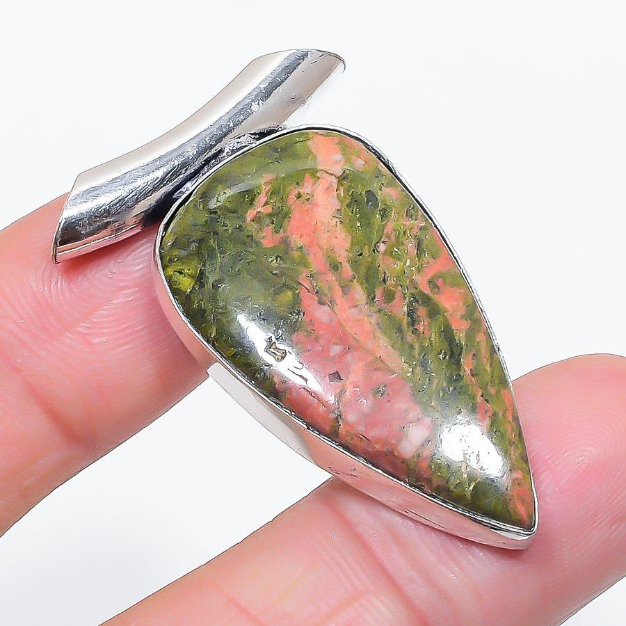 

Natural Unakite Gemstone Handmade 925 Sterling Silver Jewelry Pendant 1.77 p4l86