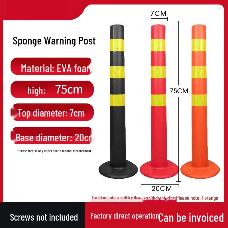 75cm Reflective Plastic Warning Post, Elastic Intersection Safety Barrier, Anti-Collision Isolation Pile for Parking