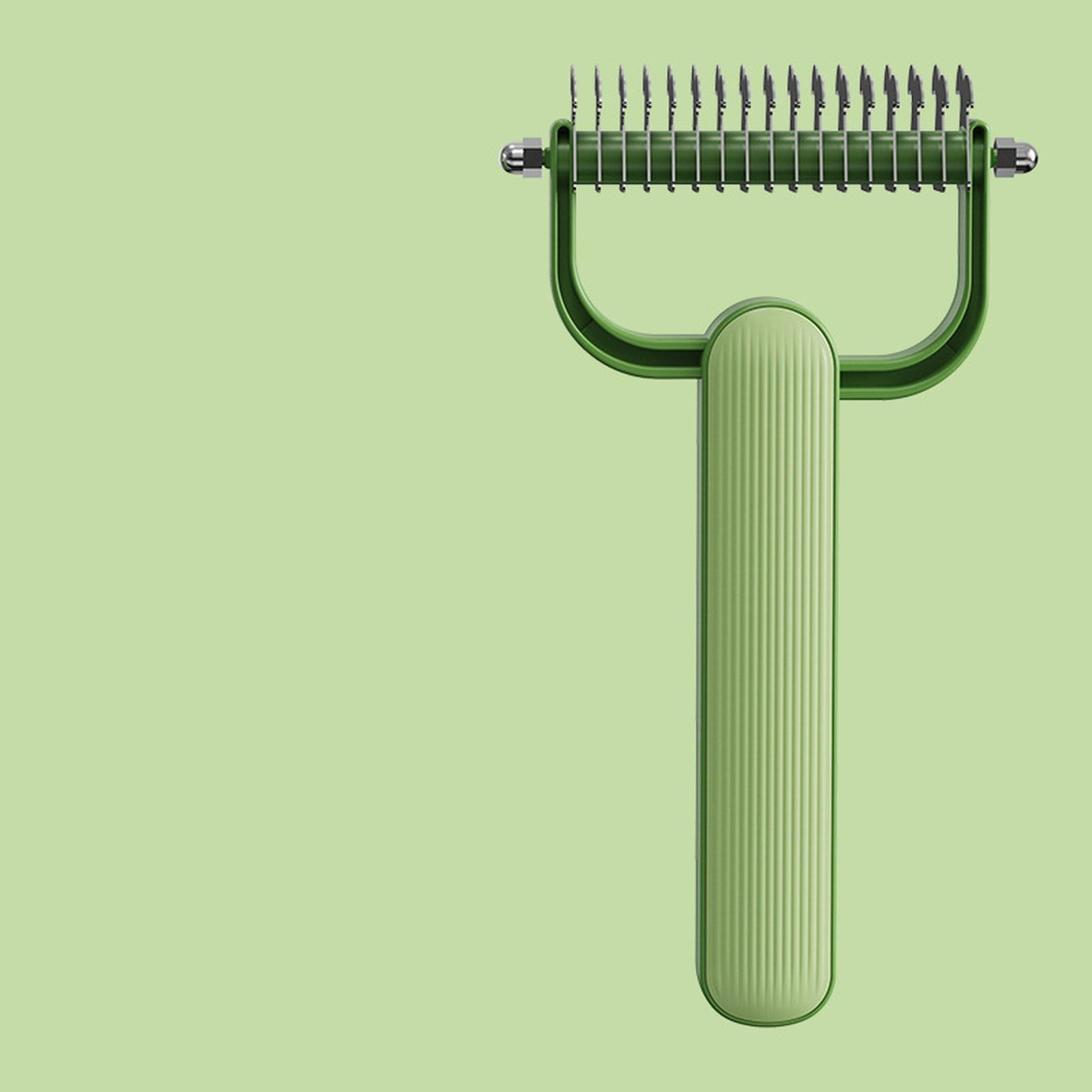

New 2‑Sided Pet Grooming Brush, Deshedding & Dematting Comb for Dogs Cats one size зелёный