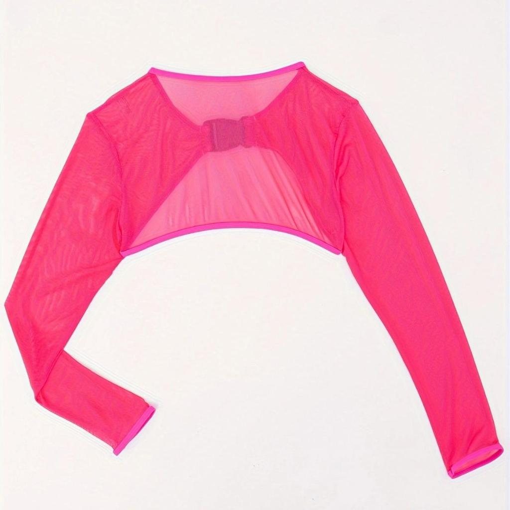 2024 Multicolor Long Sleeve Mesh Sun Protection Cover-up Bikini Swimwear Top