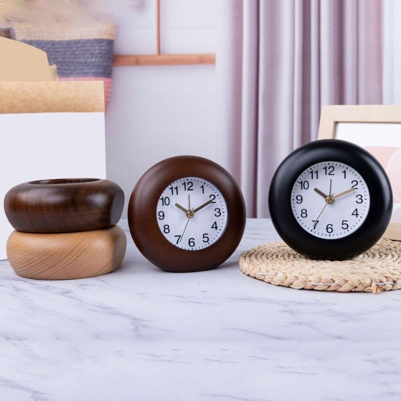 Elegant Wood Frame Alarm Clock with Arabic Numerals Backlights Quiet