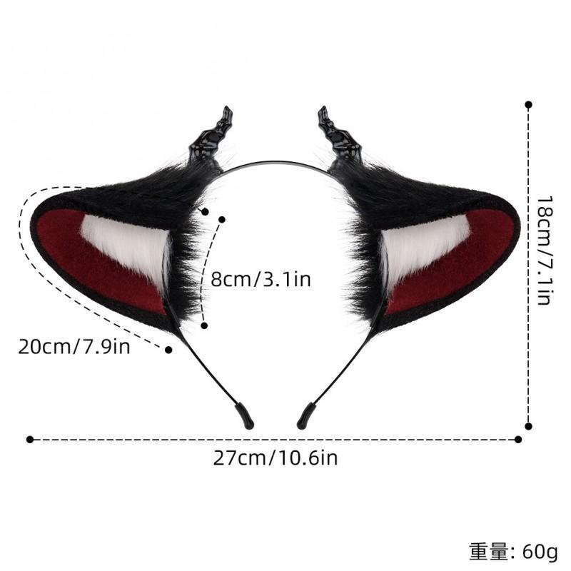 Plush Devil Horn Headband Halloween Costume Accessory Dark Style Handmade Animal Ears