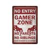 Vintage Game Zone Tin Sign  Gamer At Work Warning Metal Wall Decor for Home Club Game Room Man Cave