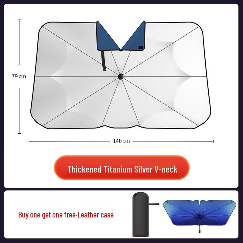 

Car Windshield Sunshade: Summer Heat Protection, UV Blocker, and Sun Visor V-shape Blue with Straight Handle