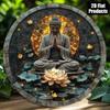 Vintage Zen Buddha Tin Sign Round Wall Art Home Office Decor Illuminated
